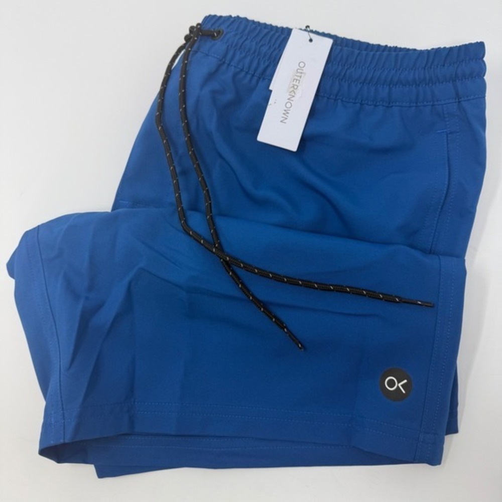 Outerknown Nomadic Volley Mens Swim Trunks Blue Size Large Board Shorts NEW